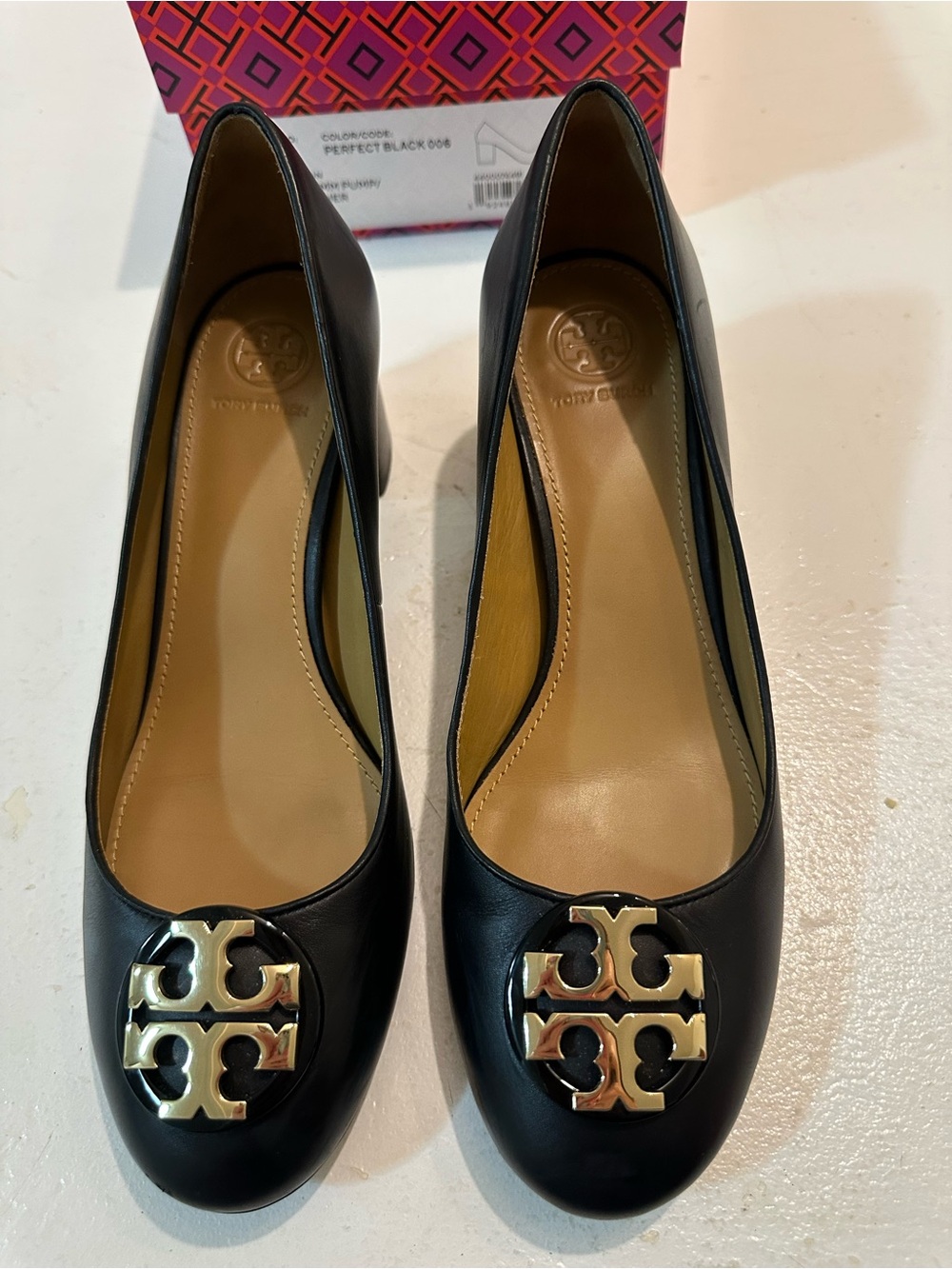 Tory Burch Claire 50MM Pump Black Calf Leather